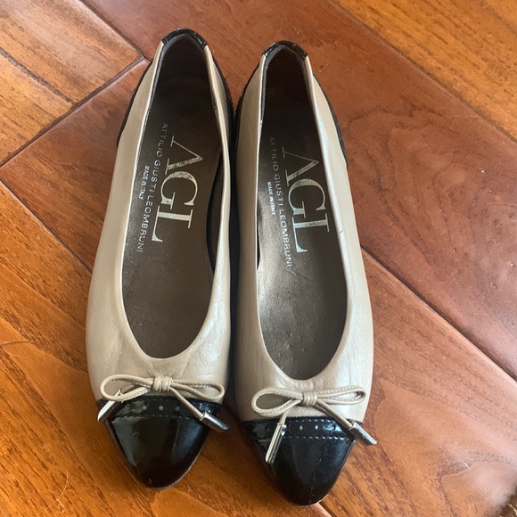 Agl Shoes Agl Ballet Flats Size 45 M Black Patent Leather Bow Cap